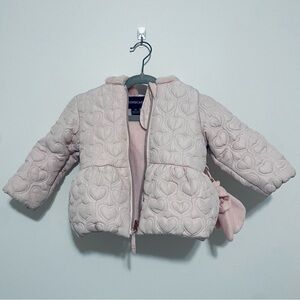 Rothschild Pink Puffer Jacket Quilted size 18 months with mittens.